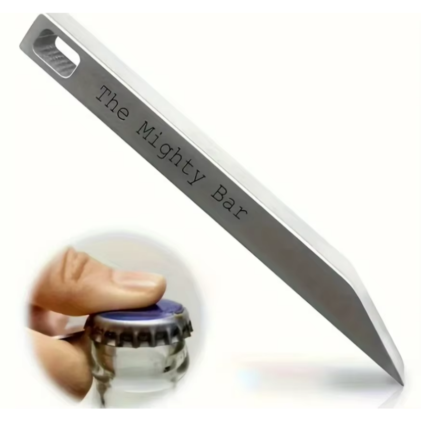 Edc Everyday Carry Knives - มีดพกพาและที่เปิดขวด Mighty Bar - พวงกุญแจสแตนเลสสตีลแบบหนาพิเศษ, อุปกรณ์อเนกประสงค์