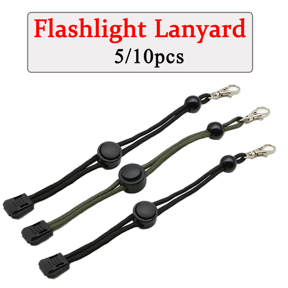 Edc Carry Belt - 5/10Pcs 21ซม.ไฟฉายสายรัด Lanyard สลิง EDC เครื่องมือกลางแจ้งสีดำ