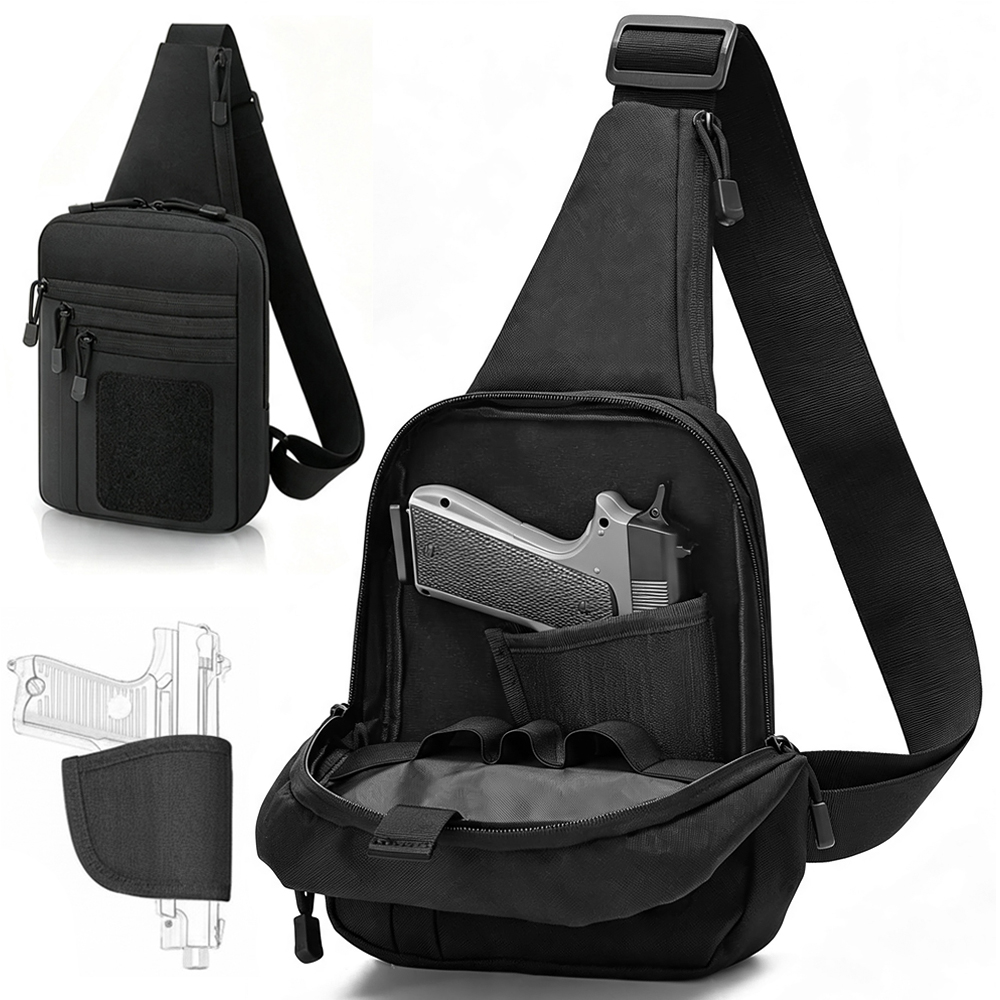 Edc Carry Pistols - กระเป๋าเก็บปืนแบบซ่อนสำหรับพกพา กระเป๋าเก็บปืนพก กระเป๋าสะพายไหล่แบบยุทธวิธีพร้อมซองปืน กระเป๋าคาดลำตัวสำหรับใส่อุปกรณ์ EDC