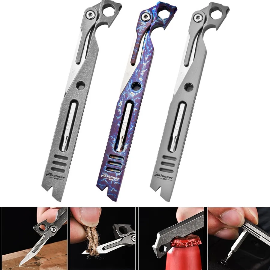 Titanium Pry Bar - ที่เปิดขวดชะแลงอเนกประสงค์ทำจากไทเทเนียมอัลลอย TC4เครื่องมือมือที่เปิดขวดเพื่อคลายความเครียดอุปกรณ์ตั้งแคมป์กลางแจ้ง