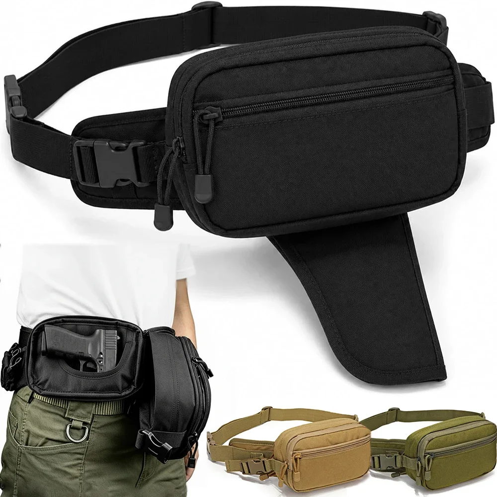 Edc Carry Bag For Men - กระเป๋าคาดเอวแบบซ่อนปืน พร้อมช่องใส่ปืนพก กระเป๋าคาดเอวแทคติคอลสำหรับผู้ชาย ป้องกันการโจรกรรม ช่องซ่อนปืน ทำจากไนลอน