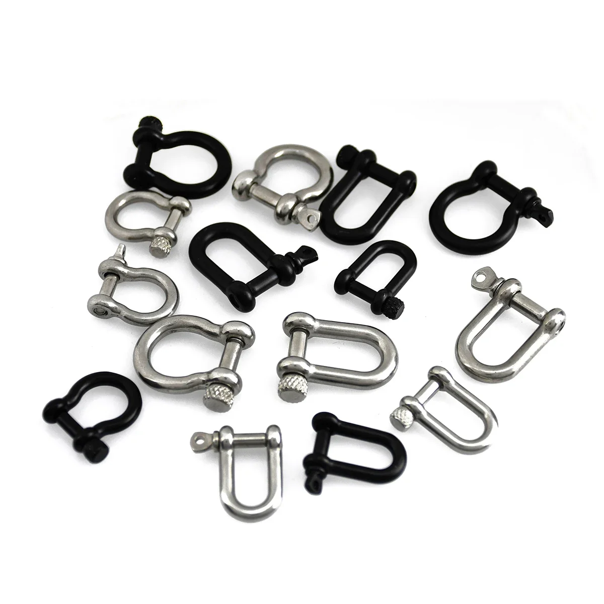 Carabiner Keychain - สแตนเลสสตีลรูปร่างกุญแจมือ Carabiner D แหวน Fob Key