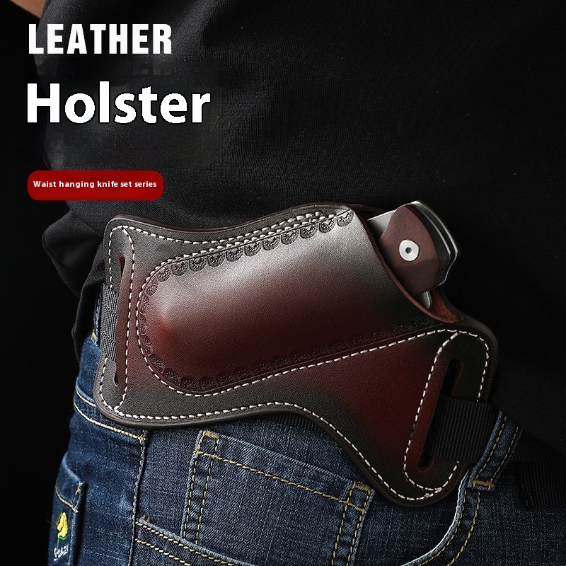 Edc Everyday Carry Knives - ซองหนังอเนกประสงค์สำหรับเก็บอุปกรณ์ทางยุทธวิธี, กระเป๋าคาดเอวหนังวัวชั้นบนสุด, กล่องเก็บมีดพับ