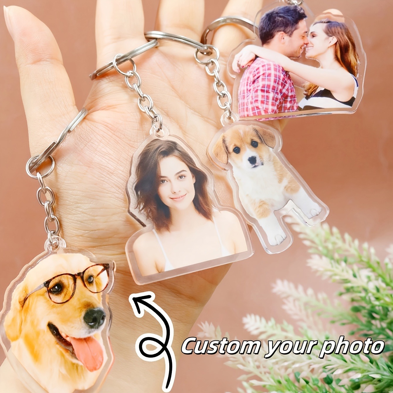 Carabiner Keychain - พวงกุญแจอะคริลิกใสแบบกำหนดเอง 1 ชิ้น - อัปโหลดรูปภาพของคุณ, พวงกุญแจใสทนทาน,