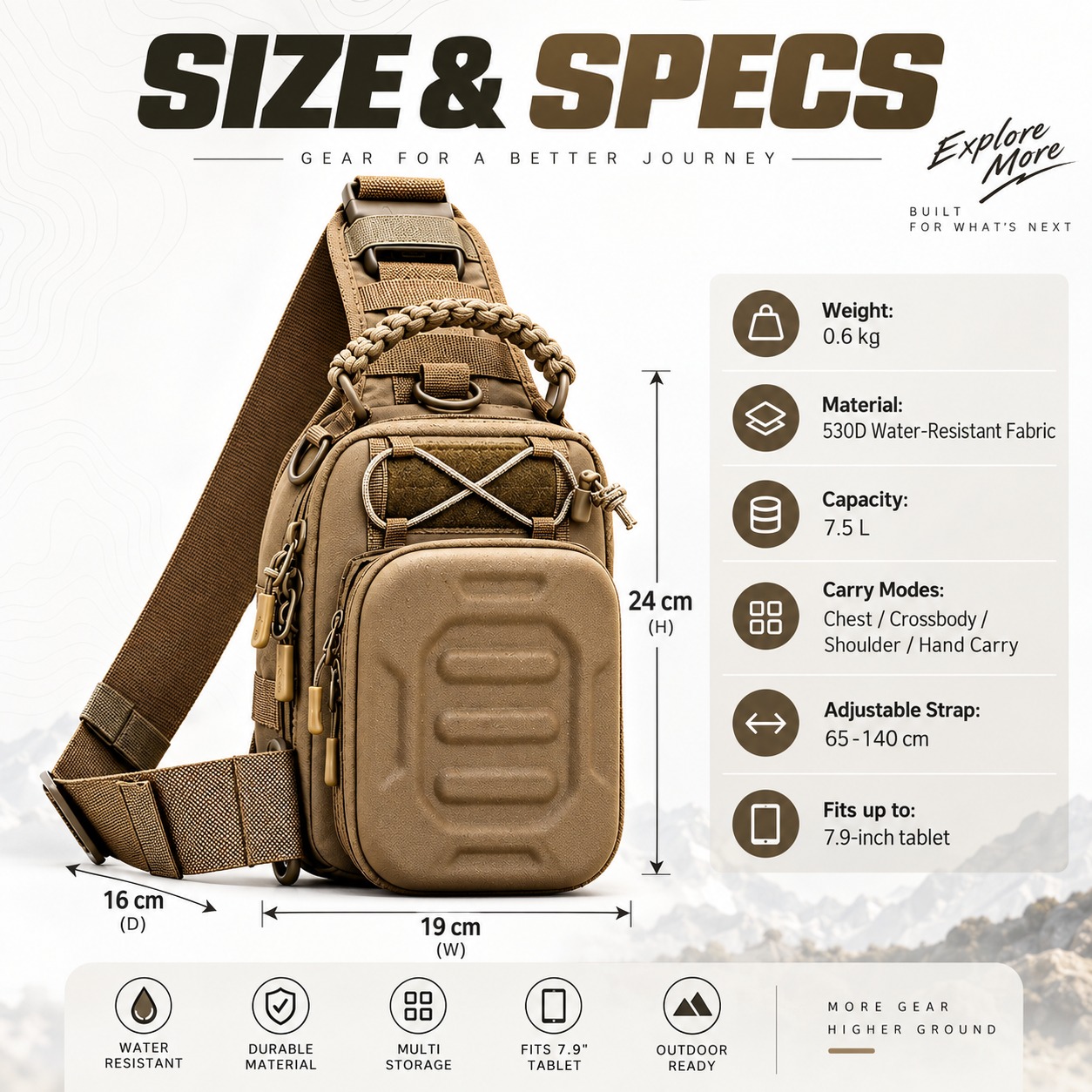 กระเป๋าสะพายข้างแบบแทคติคอล 53 - Edc Carry Bag For Men บทวิจารณ์และราคา