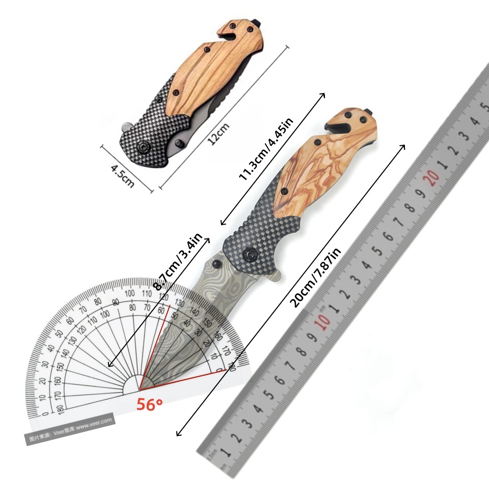 มีดพับลายดามัสกัส ใบมีดสแตนเลส - Edc Concealed Carry Knife บทวิจารณ์และราคา